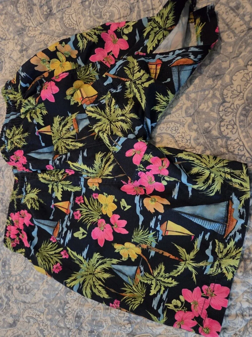 Boy’s Tropical Floral Black Swim Shorts